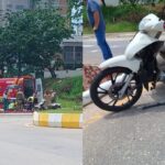 Mulher fica ferida em colisão entre carro e moto na Avenida Beira Rio, em Brusque