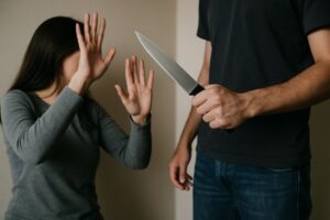 Homem é detido por ameaçar e atirar faca contra a esposa, em Blumenau (SC)