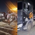 Homem fica em estado grave após bater em caminhão durante conversão em Itajaí