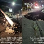 Motorista de Jetta foge após bater em poste em Brusque
