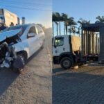 Colisão entre carro e caminhão na SC 412 em Itajaí deixa uma pessoa ferida