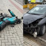 Colisão entre carro e moto deixa motociclista ferido em Brusque