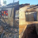 Veículo pega fogo e chamas se espalham para casa desabitada em São João Batista