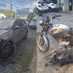 Colisão entre carro e moto deixa um ferido no bairro Souza Cruz, em Brusque