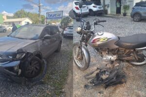 Colisão entre carro e moto deixa um ferido no bairro Souza Cruz, em Brusque