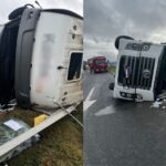 Carreta tomba em acesso a Ilhota e motorista fica ferido