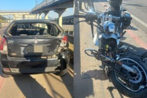 Acidente entre carro e moto causa ferimento grave na rodovia SC 486