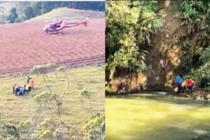 Caminhonete despenca 50 metros e vítima é reanimada após parada cardíaca em Major Gercino