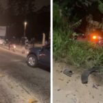 Carro despenca em barranco após acidente em Brusque; vídeo