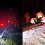 Rodovia Germano Barni registra queda de caminhão em ribanceira