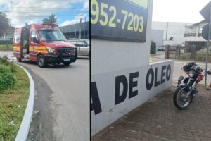Colisão de moto contra muro deixa motociclista ferido no bairro Santa Rita, em Brusque