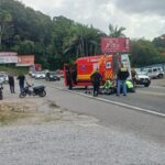 Colisão entre motos deixa homem ferido, na Rod. Antônio Heil