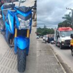 VÍDEO: Motociclista fica gravemente ferido após colisão com caminhões em Brusque VÍDEO: Motociclista fica gravemente ferido após colisão com caminhões em Brusque