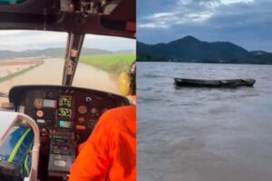 VÍDEO: Bombeiros realizam buscas por homem desaparecido no rio Itajaí-Açu, em Ilhota