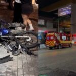 VÍDEO: Motociclista sofre fratura exposta na perna após colisão com carro no Centro II, em Brusque