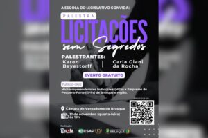 Câmara de Brusque oferece palestra sobre licitações para pequenos negócios