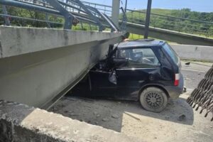 Passarela desaba após caminhão atingir estrutura e motorista  de carro morre esmagado no RJ