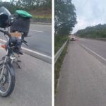 Motociclista fica ferido após colidir em guard rail na Rod. Antônio Heil