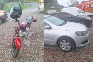 Motociclista fica ferido em colisão na SC-108, no bairro Bateias, em Brusque