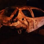 Carro pega fogo após acidente envolvendo quatro veículos na BR-282 em SC