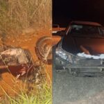 Conversão perigosa causa colisão entre carro e moto na SC-108 em Nova Trento