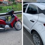 Colisão entre moto e carro deixa mulher ferida na Rod. Antônio Heil