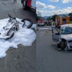 Motociclista em estado grave é socorrida pelo helicóptero Arcanjo após colisão em Timbó