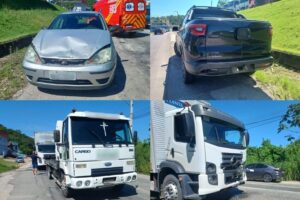 Engavetamento com quatro veículos é registrado no bairro Souza Cruz, em Brusque