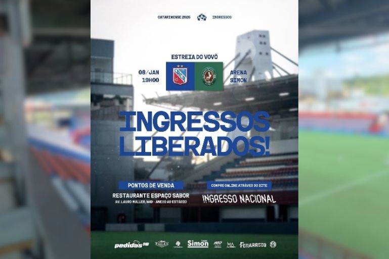 Ingressos à venda para a estreia do Carlos Renaux no estadual