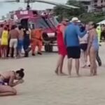 Bombeiros e helicóptero salvam vítimas de afogamento em Bombinhas