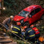 Veículo cai em ribanceira em Botuverá e mobiliza bombeiros