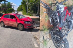 Colisão na SC-108 deixa motociclista gravemente ferido, em Nova Trento