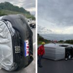 Carro capota na BR-470 e mobiliza bombeiros em Ilhota