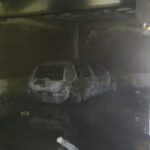 Carro é destruído por incêndio em garagem de condomínio