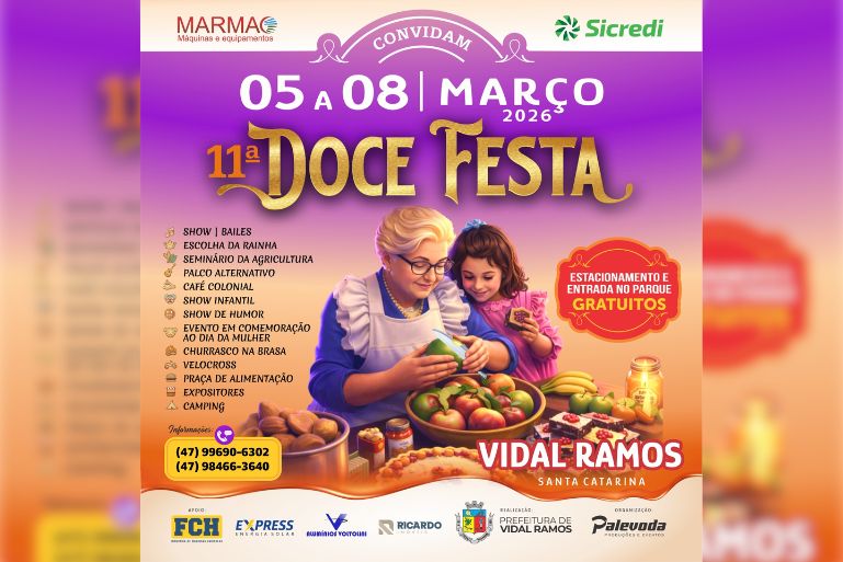 CONVITE: Vem aí a 11ª Doce Festa em Vidal Ramos