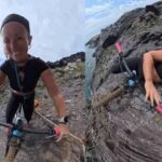 Ciclista grava acidente enquanto pedalava em trilha perigosa à beira de penhasco