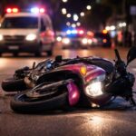 Garupa é conduzida ao hospital após colisão entre moto e carro em Brusque