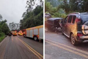 Colisão frontal deixa crianças feridas na BR-280