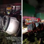 Carro cai em ribanceira e mobiliza resgate na Rod. Antônio Heil, em Brusque