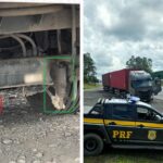 PRF flagra carreta com freios inoperantes e excesso de peso em região de serra na BR-470