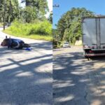 Motociclista fica ferida após bater em caminhão na travessa Lagoa Dourada