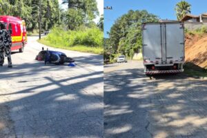 Motociclista fica ferida após bater em caminhão na travessa Lagoa Dourada