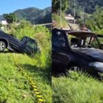 Acidente na Bepe Rosa termina com veículo dentro de rio em Brusque