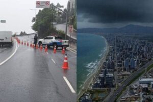 Chuva forte causa alagamentos e interdições em Itapema e Balneário Camboriú