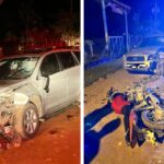 Motociclista é socorrido com suspeita de múltiplas fraturas após grave acidente