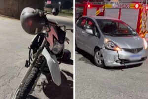 Carro e moto se envolvem em acidente no bairro Santa Rita