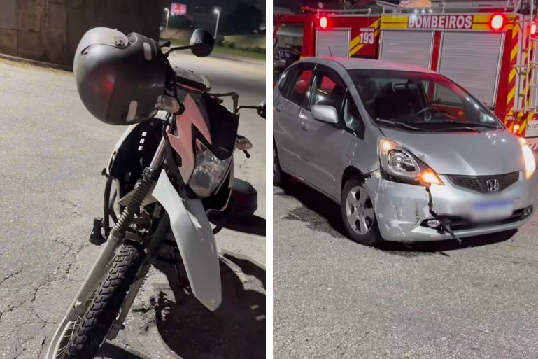 Carro e moto se envolvem em acidente no bairro Santa Rita