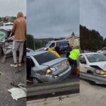 Acidente entre três veículos deixa casal preso às ferragens em Brusque