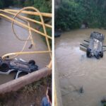 Homem é socorrido em estado grave após carro cair em rio no Vale do Itajaí