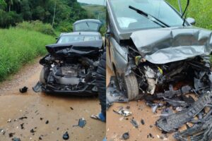 Colisão frontal deixa motorista ferido no bairro Limeira, em Brusque